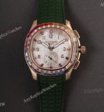 PPM Factory Patek Philippe Aquanaut Luce Dandong 4130 Movement Rainbow Diamond Bezel Green Band Watch 39.9mm 